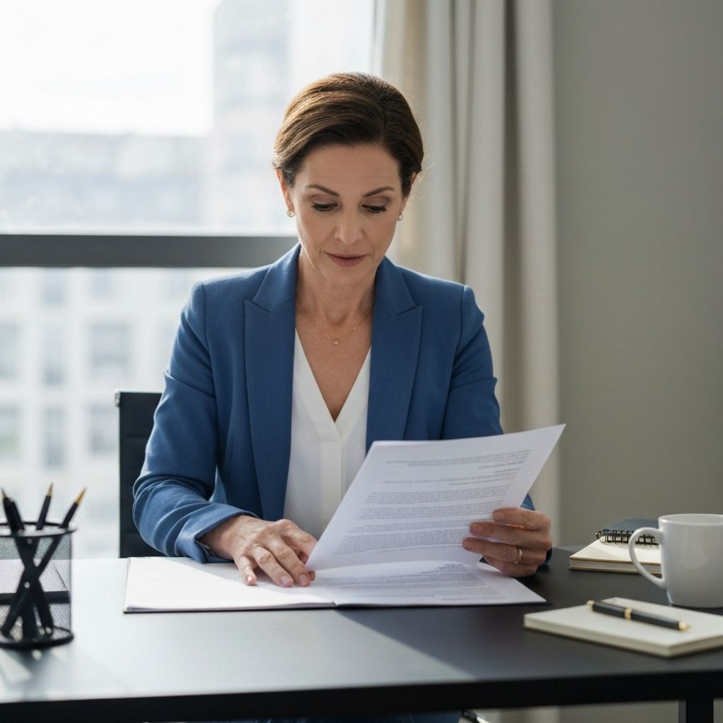 Person reviewing insurance documents and legal rights